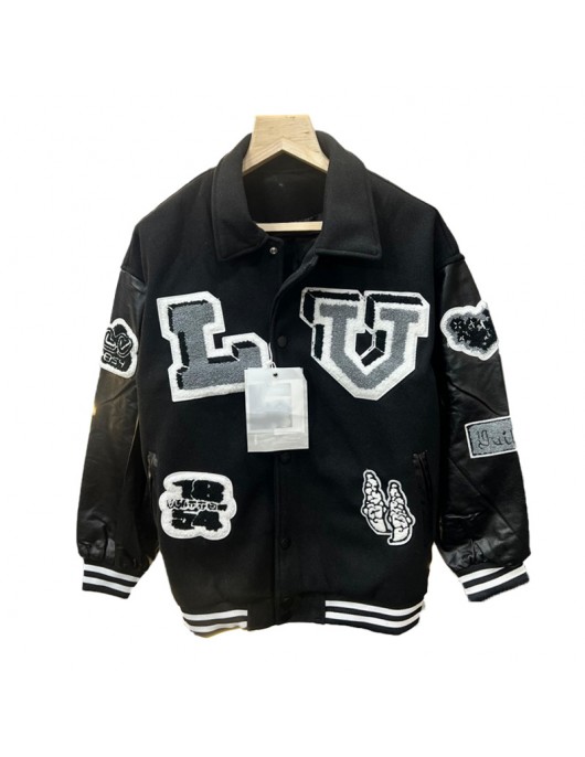 LV Bunny Black Varsity Jacket