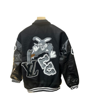 LV Bunny Black Varsity Jacket