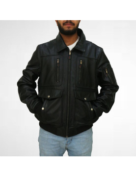 Man Wear shotblack biker leather jacket