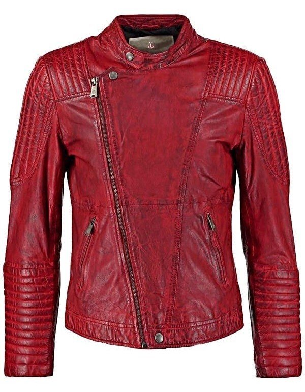 Mens Sheepskin Leather Cafe Racer Biker Jacket Maroon Mens Sheepskin Leather Cafe Racer Biker Jacket Maroon