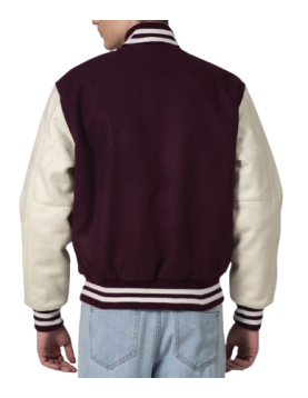 Maroon &amp; White Wool Letterman Jacket