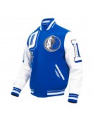 Mashup Dallas Mavericks Blue and White Varsity Jacket Mashup Dallas Mavericks Blue and White Varsity Jacket