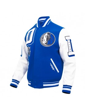 Mashup Dallas Mavericks Blue and White Varsity Jacket