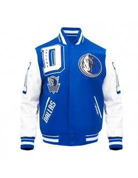 Mashup Dallas Mavericks Blue and White Varsity Jacket