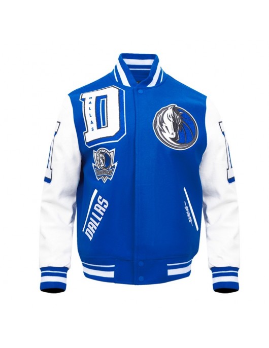 Mashup Dallas Mavericks Blue and White Varsity Jacket Mashup Dallas Mavericks Blue and White Varsity Jacket