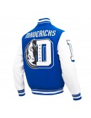Mashup Dallas Mavericks Blue and White Varsity Jacket Mashup Dallas Mavericks Blue and White Varsity Jacket