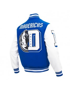 Mashup Dallas Mavericks Blue and White Varsity Jacket