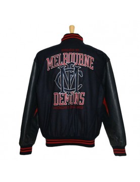 Melbourne Demons Black Collegiate Varsity – Zip-Up Canvas Jacket