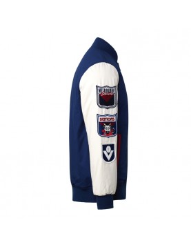Melbourne Demons Navy White Varsity Jacket – Collegiate Baseball Letterman Style