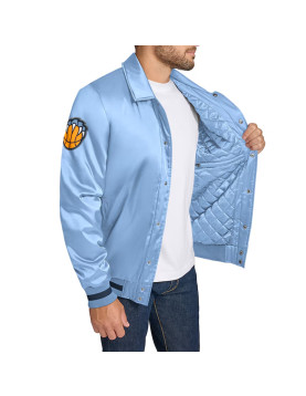 Memphis Grizzlies Stitch Applique Light Blue Satin Jacket