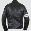 Men's Black Leather Jacket with White Stripes Men's Black Leather Jacket with White Stripes