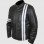 Men's Black Leather Jacket with White Stripes