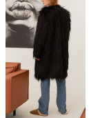 Men's Black Shaggy Llama Faux Fur Coat
