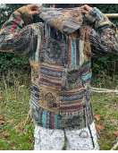 Men's Boho Patchwork Fleece-Lined Winter Jacket