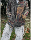 Men's Boho Patchwork Fleece-Lined Winter Jacket