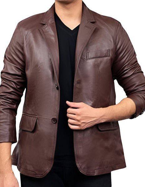Men's Brown Leather Blazer Men's Brown Leather Blazer