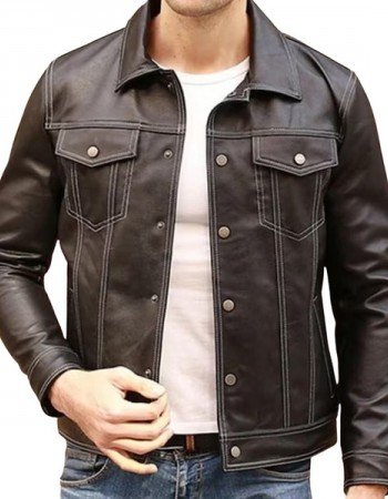 Men's Brown Leather Shirt