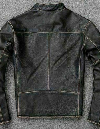 Men's Faded Black Leather Motorcycle Jacket Men's Faded Black Leather Motorcycle Jacket