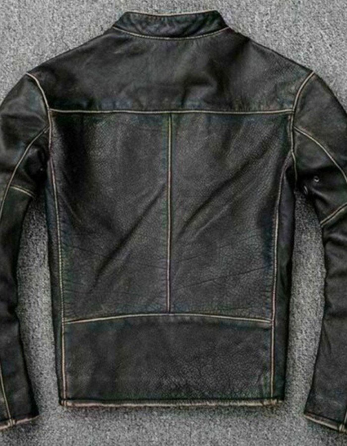 Men's Faded Black Leather Motorcycle Jacket Men's Faded Black Leather Motorcycle Jacket