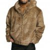 Men's Gray Wolf Faux Fur Bomber with Oversized Hood - Short Furry Hooded Jacket Men's Gray Wolf Faux Fur Bomber with Oversized Hood - Short Furry Hooded Jacket