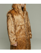 Men's Long hooded Fox Faux Fur Coat - Oversize hood