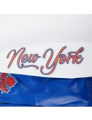 Men's New York Knicks "City Signature" Royal Blue & White Leather Varsity Jacket