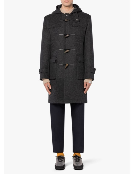 Men's WEIR Grey Hooded Wool Duffle Coat