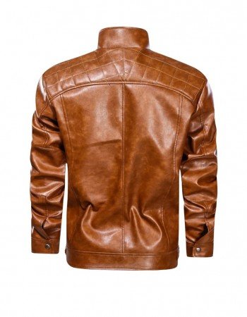 Men Brown Diamond Real Leather Jacket