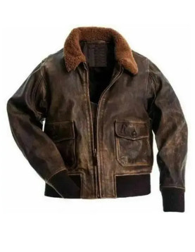 Men Distressed Flight Bomber Jacket