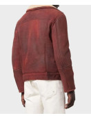 Men’s Aviator Burgundy Leather Jacket