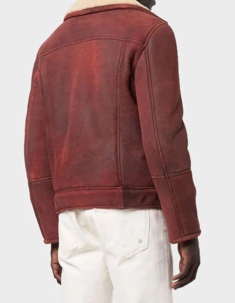 Men’s Aviator Burgundy Leather Jacket