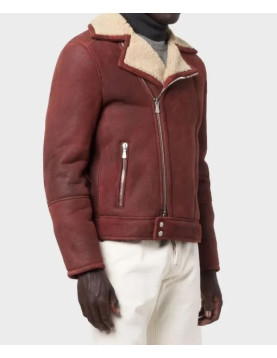 Men’s Aviator Burgundy Leather Jacket