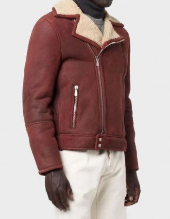 Men’s Aviator Burgundy Leather Jacket
