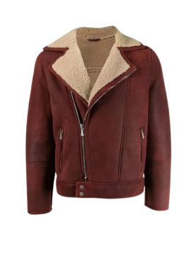 Men’s Aviator Burgundy Leather Jacket