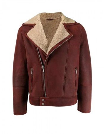 Men’s Aviator Burgundy Leather Jacket