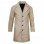 Men’s Beige Real Leather Coat – Notch Lapel