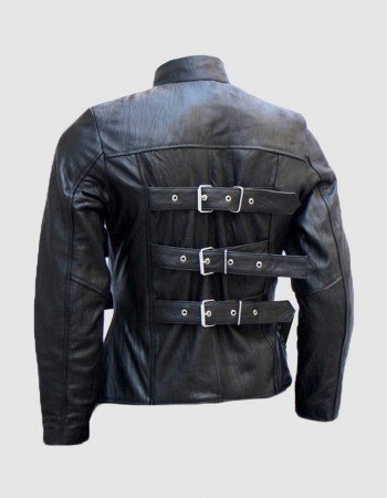 Men’s Belted Trench Look Black Leather Jacket