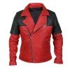 Men’s Black Diamond Quilted Shoulders Red Leather Jacket Men’s Black Diamond Quilted Shoulders Red Leather Jacket