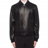 Men’s Black Elasticated Bomber Leather Jacket