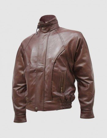 Men’s Chocolate Brown Leather Bomber Jacket