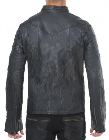 Men’s Designer Black Lambskin Leather Jacket with Front Pockets and Studs Men’s Designer Black Lambskin Leather Jacket with Front Pockets and Studs