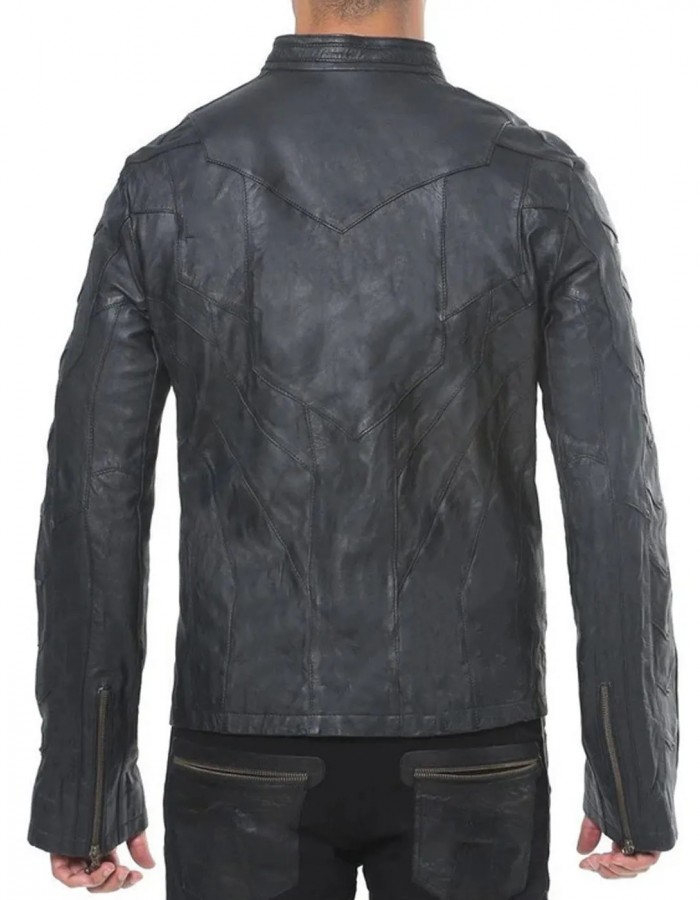 Men’s Designer Black Lambskin Leather Jacket with Front Pockets and Studs Men’s Designer Black Lambskin Leather Jacket with Front Pockets and Studs