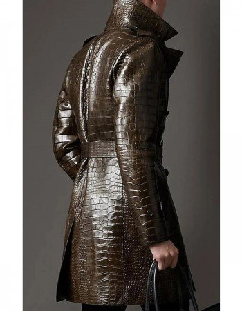 Men’s Double Breasted Alligator Brown Coat Men’s Double Breasted Alligator Brown Coat