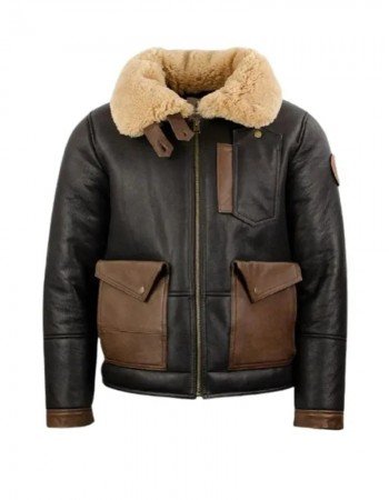 Men’s F-35 Aviator Chocolate Sheepskin Jacket