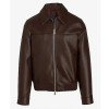 Men’s Faux Leather Jacket with Brown Shirt Collar