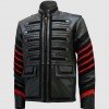 Men’s Fitted Black Military Leather Jacket Men’s Fitted Black Military Leather Jacket