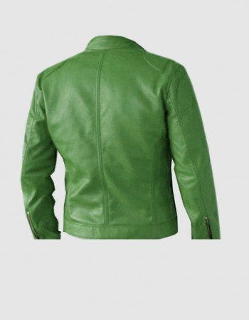 Men’s Green Leather Jacket - Regular Fit for Party Wear Men’s Green Leather Jacket - Regular Fit for Party Wear