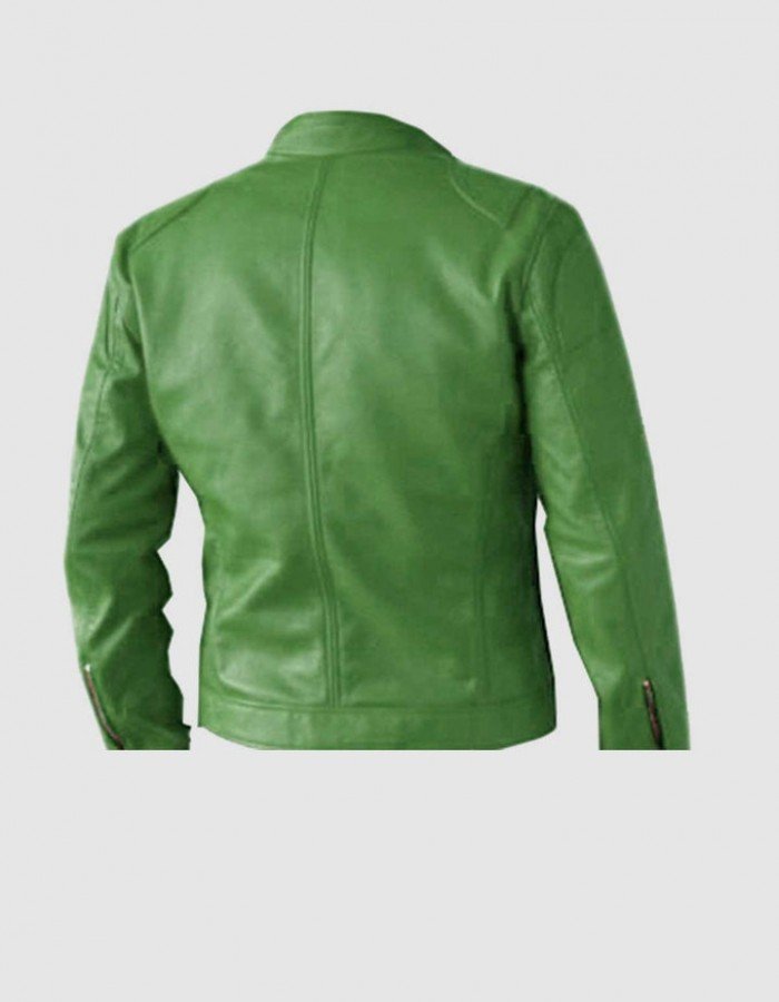 Men’s Green Leather Jacket - Regular Fit for Party Wear Men’s Green Leather Jacket - Regular Fit for Party Wear