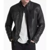 Men’s John Band Collar Leather Jacket Men’s John Band Collar Leather Jacket