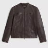 Men’s John Band Collar Leather Jacket Men’s John Band Collar Leather Jacket